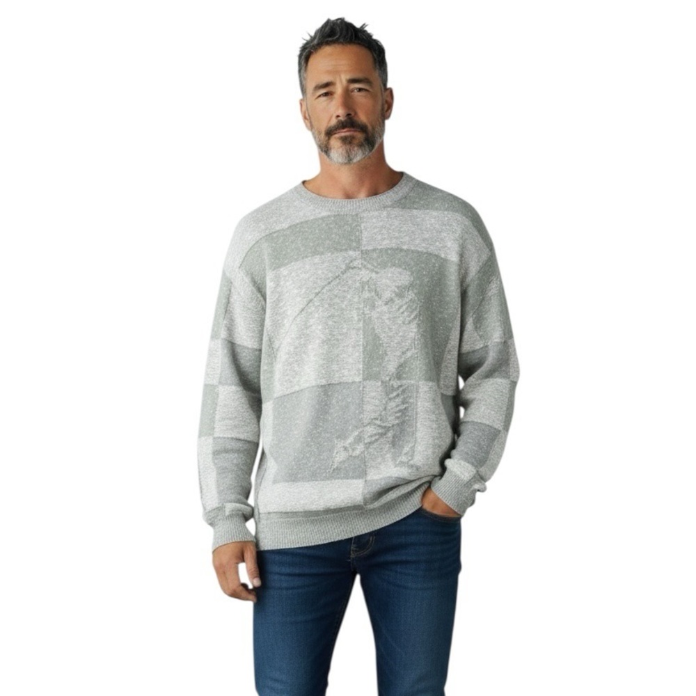 Vintage Carmel Golfer Colorblock Knit Sweater